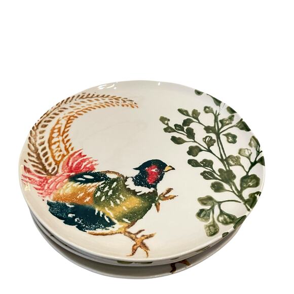 Vietri Fauna Pheasant Ceramic Salad Plates 9in Set of 4 Limited Edition New - Picture 8 of 14